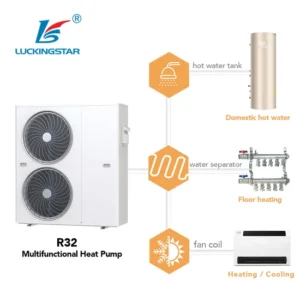 Luckingstar Multi-Function R32 15kw/18kw/22kw/25kw DC Inverter Air to Water Heat Pump Water Heaters